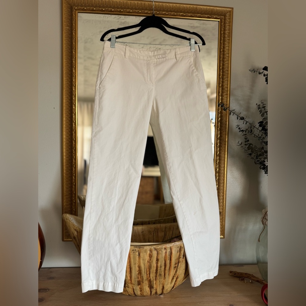 ✨ Theory Cream Chinos Straight Leg | Luxe Minimalist Neutral Pant |Workwear Chic - Picture 3 of 6